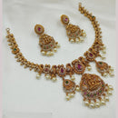 NAFJ Gold Plated Austrian Stone And Pearl Temple Necklace Set