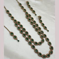 NAFJ Gold Plated Crystal And Austrian Stone Long Necklace Set
