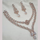 NAFJ Rose Gold Plated American Diamond Necklace Set