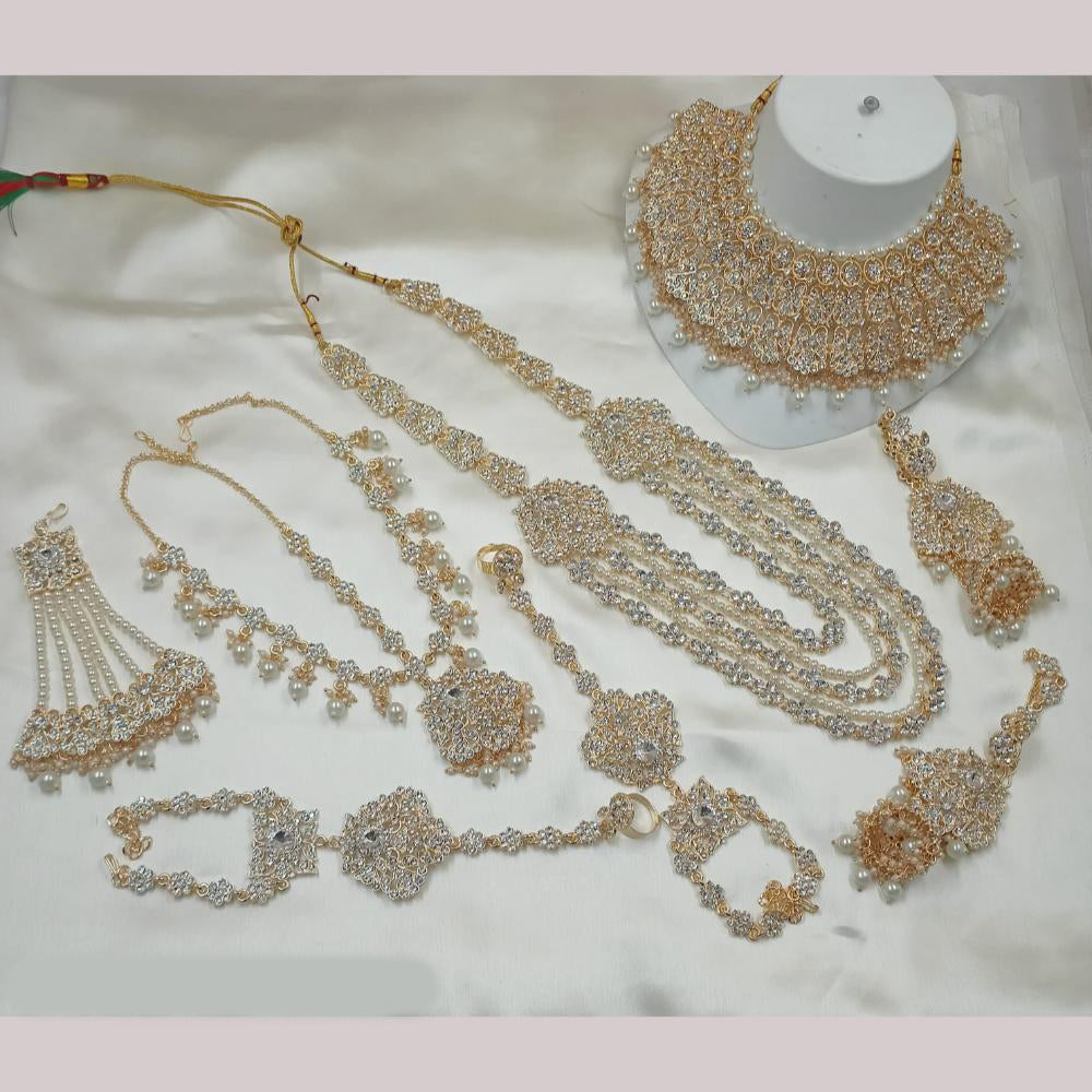 NAFJ Gold Plated Austrian Stone Bridal Set