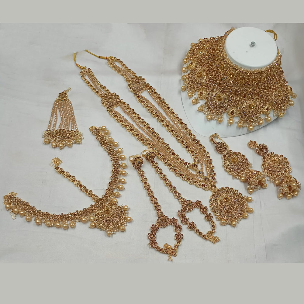 NAFJ Gold Plated Austrian Stone Bridal Set