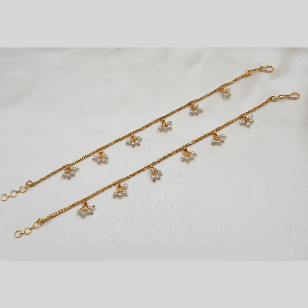 NAFJ Gold Plated Pearl Stylish and Classic Indian Jewelry for Ethnic Wear Kanchain