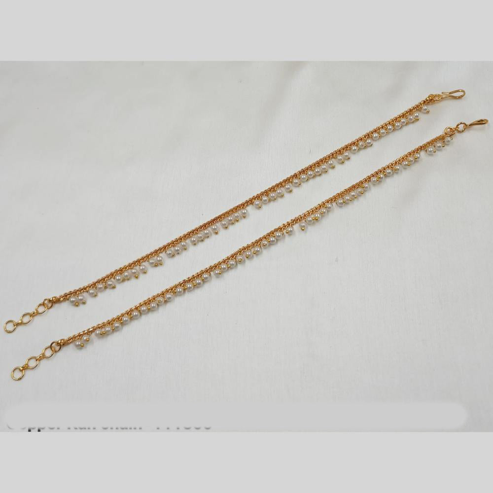 NAFJ Gold Plated Pearl Stylish and Classic Indian Jewelry for Ethnic Wear Kanchain