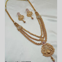 NAFJ Gold Plated Pota And Meenakari Work Multi-Layer Traditional Ethnic Jewelry Long Necklace Set