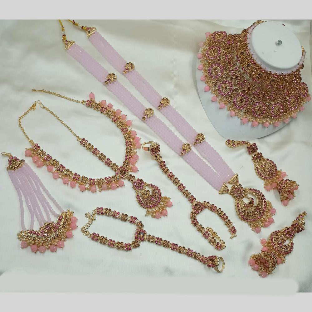NAFJ Gold Plated Embellished with Beads & Austrian Sparkle Dulhan Dream Set