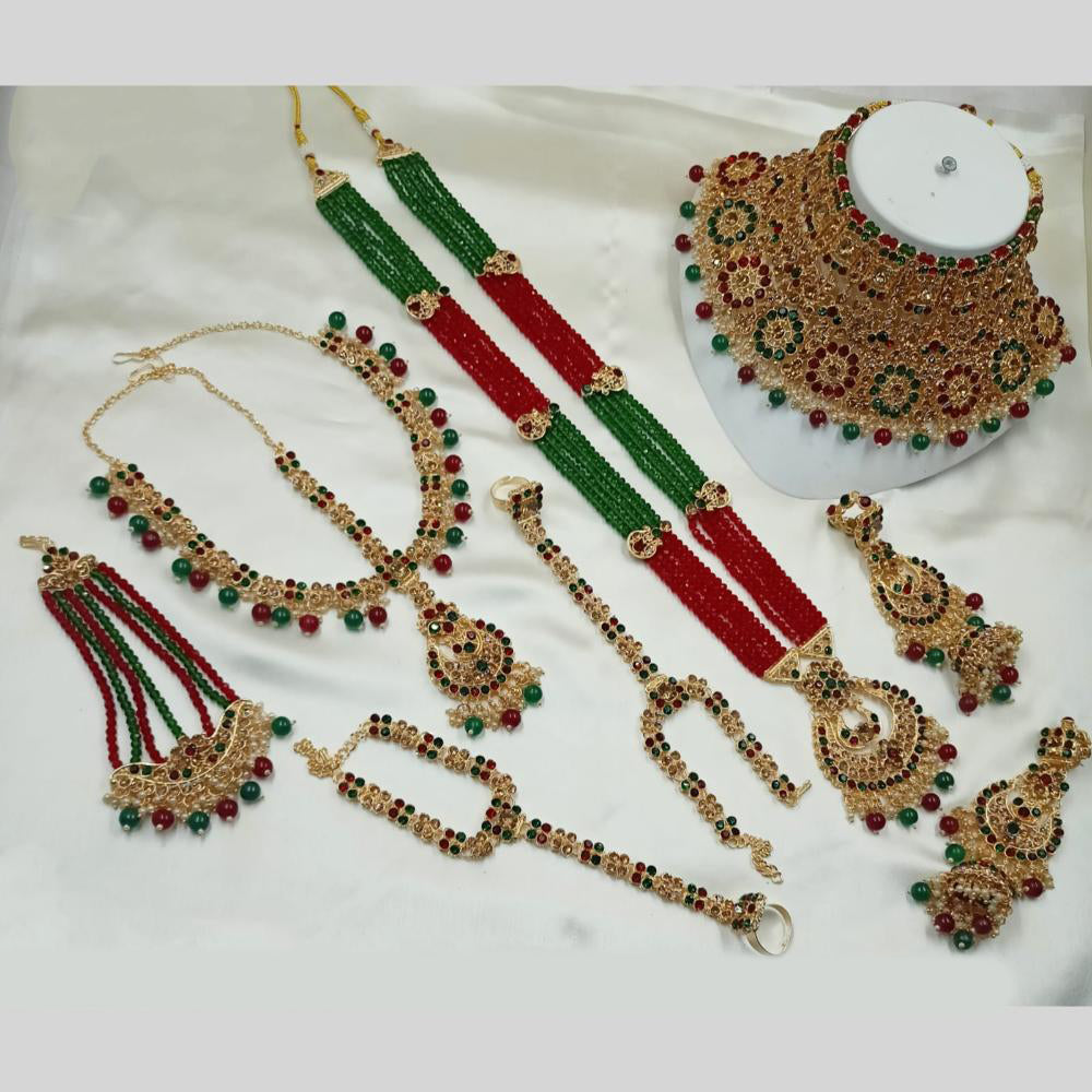 NAFJ Gold Plated Embellished with Beads & Austrian Sparkle Dulhan Dream Set