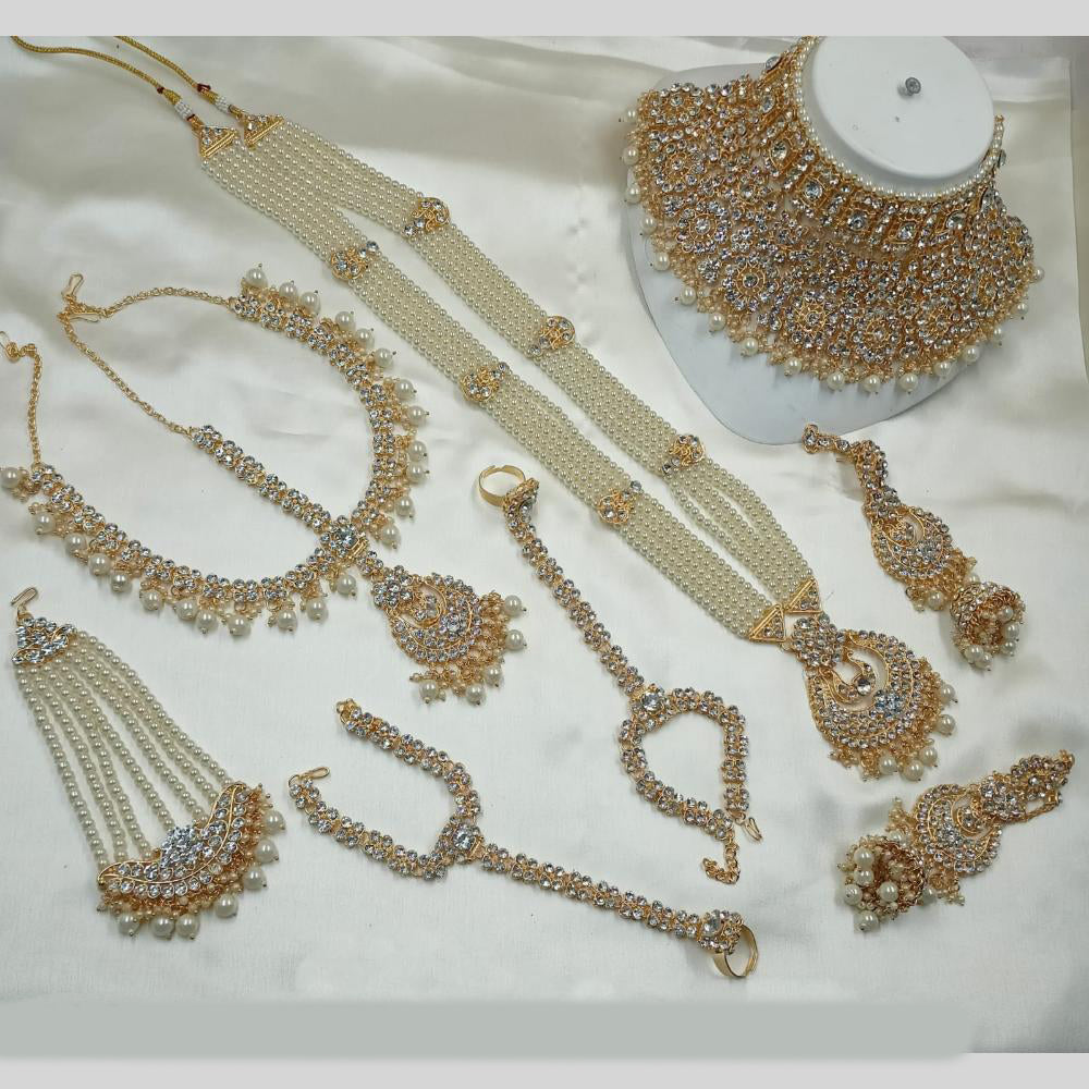 NAFJ Gold Plated Embellished with Beads & Austrian Sparkle Dulhan Dream Set