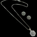 NAFJ Silver Plared American Diamond Chain Pendant Set