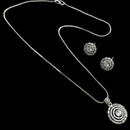 NAFJ Silver Plared American Diamond Chain Pendant Set
