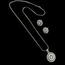 NAFJ Silver Plared American Diamond Chain Pendant Set