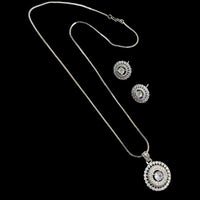NAFJ Silver Plared American Diamond Chain Pendant Set