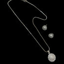 NAFJ Silver Plared American Diamond Chain Pendant Set
