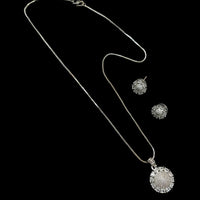 NAFJ Silver Plared American Diamond Chain Pendant Set