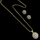 NAFJ Gold Plated American Diamond Chain Pendant Set