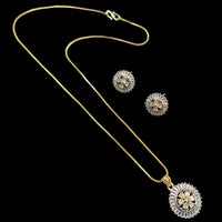 NAFJ Gold Plated American Diamond Chain Pendant Set