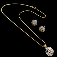 NAFJ Gold Plated American Diamond Chain Pendant Set