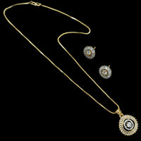 NAFJ Gold Plated American Diamond Chain Pendant Set