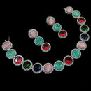 NAFJ Silver Plated American Diamond Necklace Set