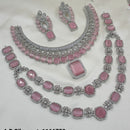 NAFJ Silver Plated American Diamond Necklace Combo