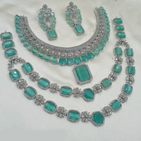 NAFJ Silver Plated American Diamond Necklace Combo
