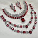 NAFJ Silver Plated American Diamond Necklace Combo