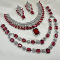 NAFJ Silver Plated American Diamond Necklace Combo