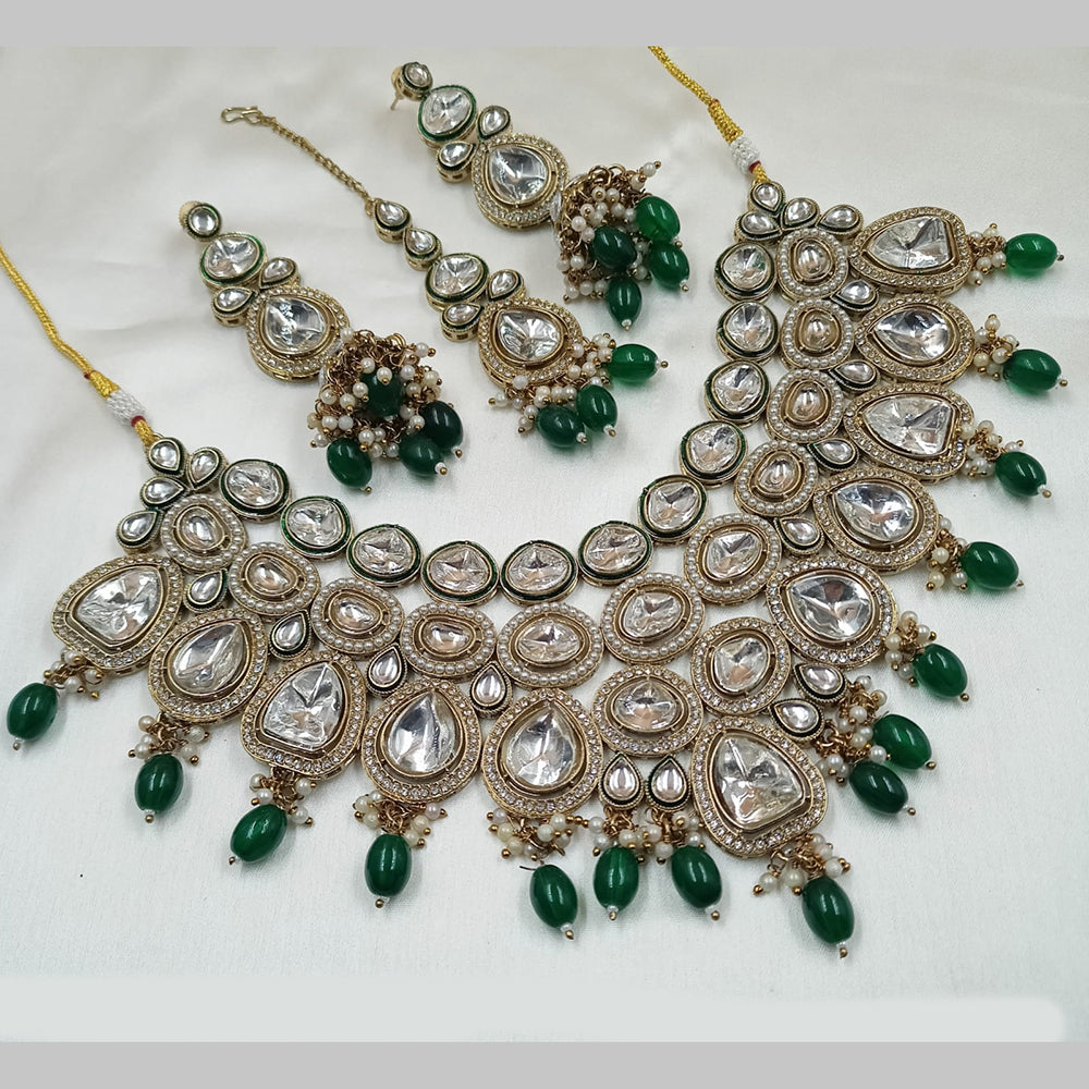 NAFJ Gold Plated Kundan And BeadsNecklace Set