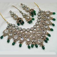 NAFJ Gold Plated Kundan And BeadsNecklace Set