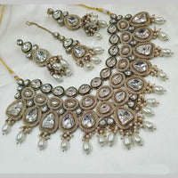 NAFJ Gold Plated Kundan And BeadsNecklace Set