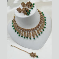 NAFJ Elegant Gold Plated Crystal Stones And Beads Necklace Set