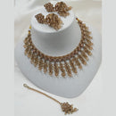 NAFJ Elegant Gold Plated Crystal Stones And Beads Necklace Set