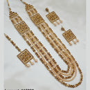 NAFJ Gold Plated Pearl And Beads Long  Necklace Set