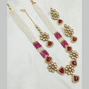 NAFJ Gold Plated Kundan And Pearl Necklace Set
