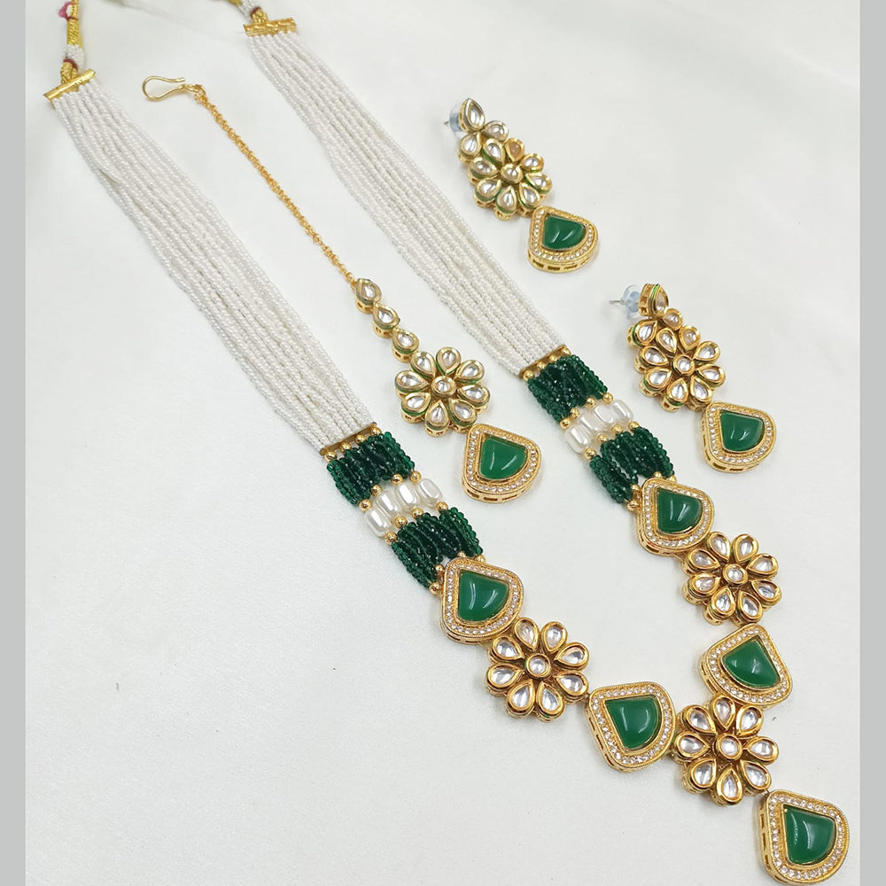NAFJ Gold Plated Kundan And Pearl Necklace Set