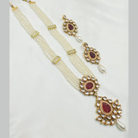 NAFJ Gold Plated Kundan And Pearl Necklace Set