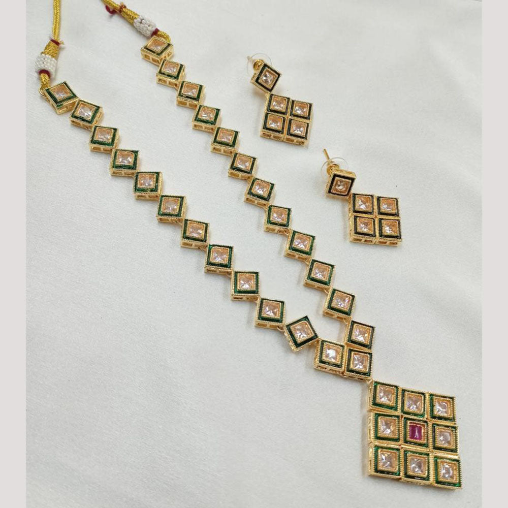NAFJ Gold Plated Crystal Stone Necklace Set