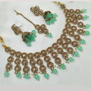 NAFJ Gold Plated Crystal Stone And Beads Choker Necklace Set