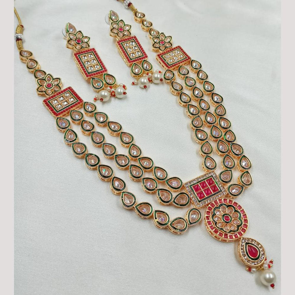 NAFJ Gold Plated Crystal Stone Necklace Set