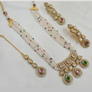 NAFJ Gold Plated Crystal Stone And Pearl Necklace Set