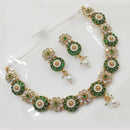 NAFJ Gold Plated Pota Stone And Pearl Necklace Set