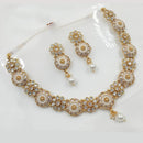 NAFJ Gold Plated Pota Stone And Pearl Necklace Set