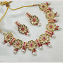 NAFJ Gold Plated Crystal Stone And Pearl Necklace Set