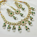 NAFJ Gold Plated Crystal Stone And Pearl Necklace Set