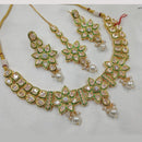 NAFJ Gold Plated Crystal Stone And Pearl Necklace Set
