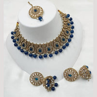 NAFJ Gold Plated Crystal Stone And Pearl Necklace Set