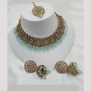 NAFJ Gold Plated Crystal Stone And Pearl Necklace Set