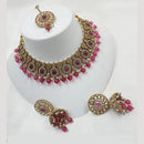 NAFJ Gold Plated Crystal Stone And Pearl Necklace Set