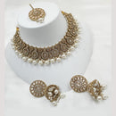 NAFJ Gold Plated Crystal Stone And Pearl Necklace Set