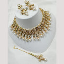 NAFJ Gold Plated Crystal Stone And Pearl Necklace Set