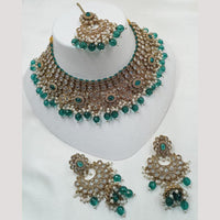 NAFJ Gold Plated Crystal Stone And Pearl Necklace Set